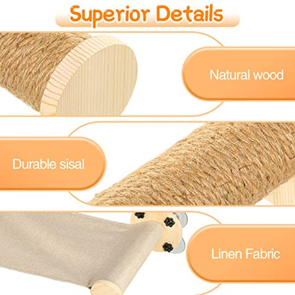 Calmbee Cat Window Perch with Step for Indoor Cat, Cat Hammock for Window with Suction Cups, Window Cat Bed and Cat Scratching Post for Indoor Cats, Cat Perch Window Mounted for Cats Inside