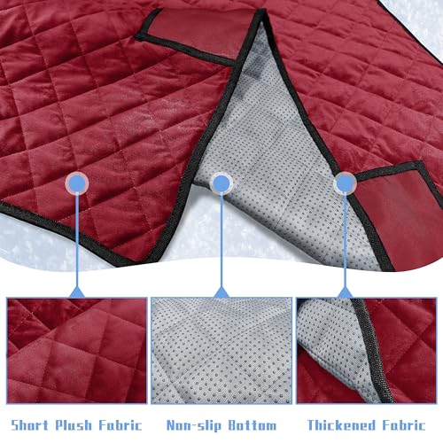 Golf Cart Seat Covers with 4 Front Pockets, Thick Seat Towel Blanket with Non-Slip Backing, Fits EZGO, Club Car, Yamaha and More 2 & 4 Passenger Golf Carts, Red - color: Red