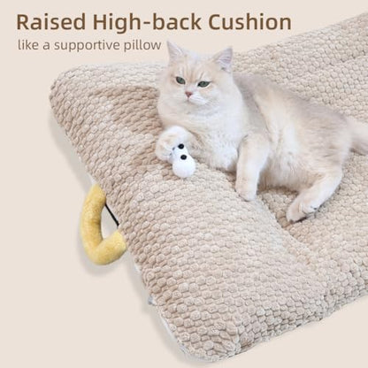Washable Dog Bed Mat, Soft Dog Cushion with Side Zip, Anti-Slip Cat Bed Pad with Bolster Around, Pet Sleeping Mat for Cat, Small, Medium Dogs, Dryer Friendly (29.5 * 21.6in)