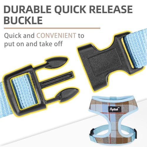 PUPTECK Soft Mesh Dog Harness and Leash Set Pet Puppy Cat Comfort Padded Vest No Pull Harnesses, Blue&Brown, XS - color: Blue&Brown, size: XS (NECK: 10", CHEST: 10"-14")
