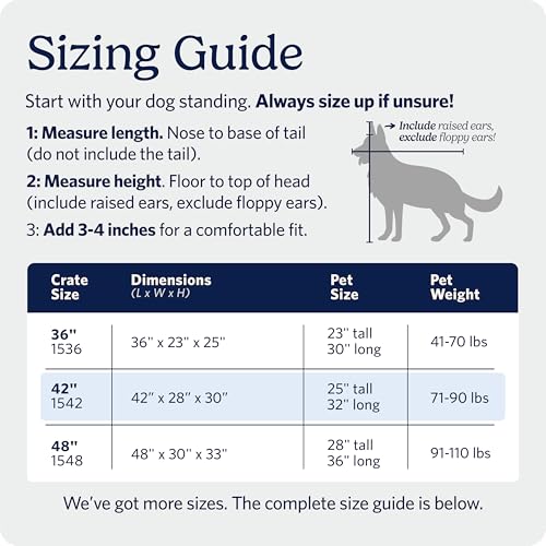 MidWest Homes for Pets 42-Inch iCrate for Large Breeds, 71-90 lbs, Single Door Folding Dog Crate with Divider Panel, Leak-Proof Tray & Secure Latch, Portable, Durable & Easy to Assemble - size: 42.0"L x 28.0"W x 30.0"H