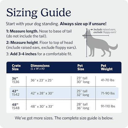 MidWest Homes for Pets 42-Inch iCrate for Large Breeds, 71-90 lbs, Single Door Folding Dog Crate with Divider Panel, Leak-Proof Tray & Secure Latch, Portable, Durable & Easy to Assemble - size: 42.0"L x 28.0"W x 30.0"H