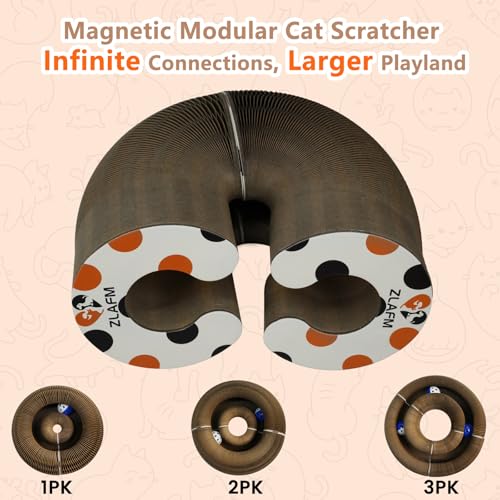 Magnetic Magic Organ Cat Scratcher Toy, Extra-Thick & Large Connectable Cardboard Scratching Board with Bell Ball, Interactive Enrichment Toy for Indoor Cats & Kittens (1 Pack) - size: 1 Pack