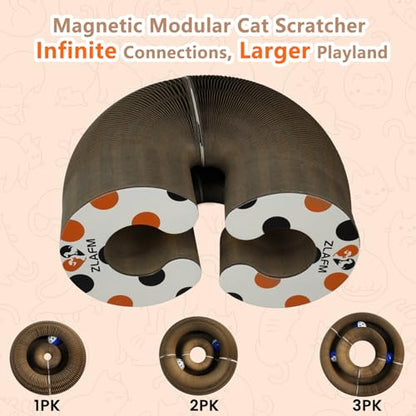 Magnetic Magic Organ Cat Scratcher Toy, Extra-Thick & Large Connectable Cardboard Scratching Board with Bell Ball, Interactive Enrichment Toy for Indoor Cats & Kittens (1 Pack) - size: 1 Pack