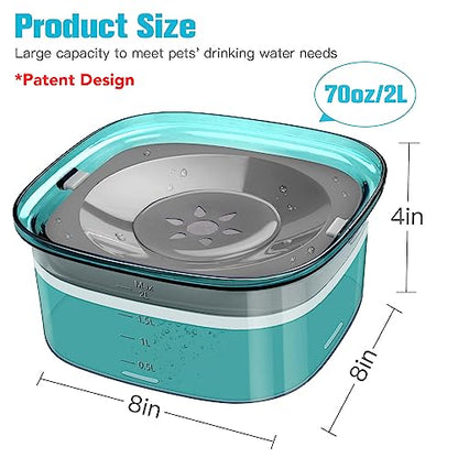 UPSKY 70oz Dog Water Bowl 2L No Spill Dog Bowls Large Capacity Spill Proof Slow Water Feeder, No Splash Dog Bowl Pet Water Dispenser Vehicle Carried Travel Slow Drinking Bowls for Messy Drinkers, Cats - color: E-Green, size: 2 L