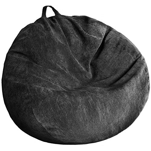 Bean Bag Chair Cover (No Filler) Stuffed Animal Storage Bean Bag Cover Pets Dogs/Cats Lazy Beds. Washable Ultra Soft Corduroy Stuffed for Organizing Plush Toys or Textile, Sack Bean Bag - color: Black, size: L for Adults
