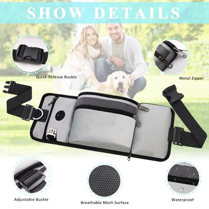 Dog Training Treat Pouch Zipper Waist Belt Bag, Plus Size Dog Treat Bag with Water Bottle Holder Silicone Insert and Clip for Leash Waste Bags Puppy Hiking Dogs Walking Fanny Pack Kit, Grey - color: grey
