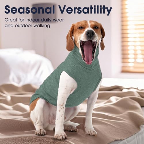 IECOii Dog Fleece Vest Sweater - Stretch Warm Pullover with Turtleneck,Green,Large, Easy On/Off Winter Dog Sweater for Medium Large Dogs Girl Boy, Winter Fall Jumpsuit with High Neck - color: Green, size: Large