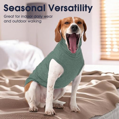 IECOii Dog Fleece Vest Sweater - Stretch Warm Pullover with Turtleneck,Green,Large, Easy On/Off Winter Dog Sweater for Medium Large Dogs Girl Boy, Winter Fall Jumpsuit with High Neck - color: Green, size: Large