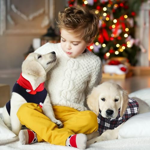 Reginary 10 Pack Medium Dog Sweaters Fleece Pet Dog Clothes with Leash Ring Soft Warm Winter Puppy Plaid Shirt(Bright) - size: Medium,6.6-8.8 lb, style: Bright