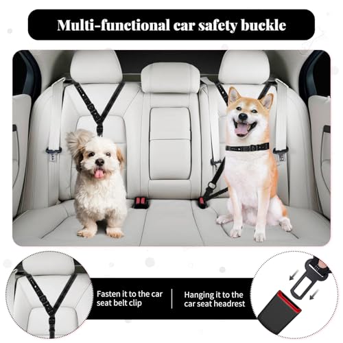 Heavy Duty Multifunctional Adjustable Hands Free Dog Leash - Durable Reflective Stitches, Car Safety Buckle Waist Leash for Dog Walking, Running, Hiking - 5-7FT - color: Black