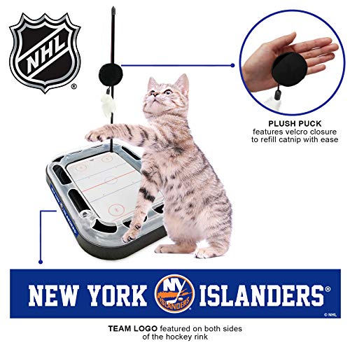 Pets First 5-in-1 NHL New York Islanders Hockey Field Cat Scratcher Toy with Interactive Cat Ball Bell - color: New York Islanders