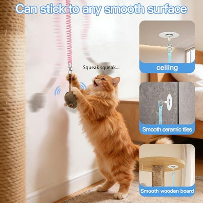 TUGFREE Chirping Bird Cat Toy Set - Interactive Chirping Bird & Squeaky Mouse Toy for Indoor Cats, Motion Activated Kitten Play Toys with Realistic Sound & Feather, 2-in-1 Fun for All Breeds