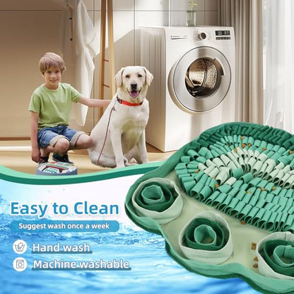 Green Snuffle Mat Pet Dog Feeding Mat, Interactive Sniff Mat, Slow Feeder Dog Treat Mat, Dog Puzzle Toys for Training and Stress Relief, Encourages Natural Foraging Skills, Non-Slip, Portable, Durable