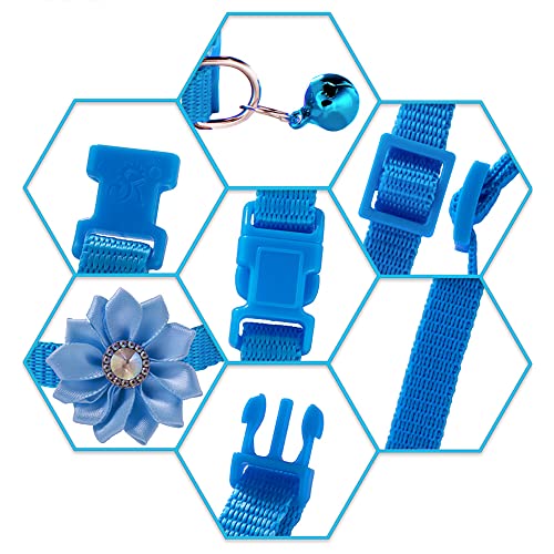 13Pcs Puppy Collars, Cat ID Collars with Bell Adjustable 19-32cm, Flower Soft Nylon Adjustable Identification Collars for Puppy Kittens(unbreakaway) - color: Flower, size: Unbreakaway