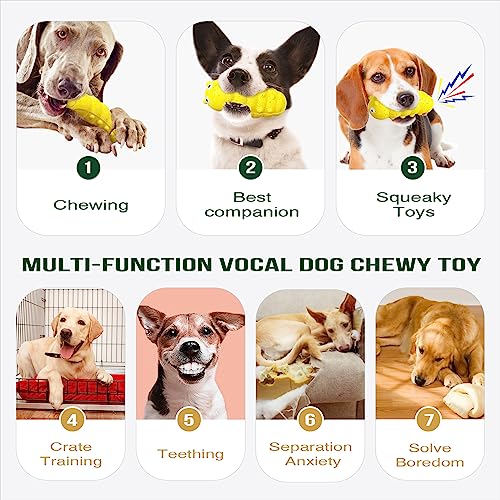 Dog Chew Toys, Squeaky Interactive, for Aggressive Chewers, TPR Rubber, Tough and Durable (Yellow) - color: Yellow