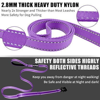 Strong Heavy Duty Dog Leash - 4ft Reflective Nylon Training Leash with Soft Padded Double Handle & Auto Lock Frog Clip, Safety Traffic Control for Large Medium Small Dogs No Pull Walking Purple,4ft - color: Purple, size: 4FT x 1" x 2.8MM