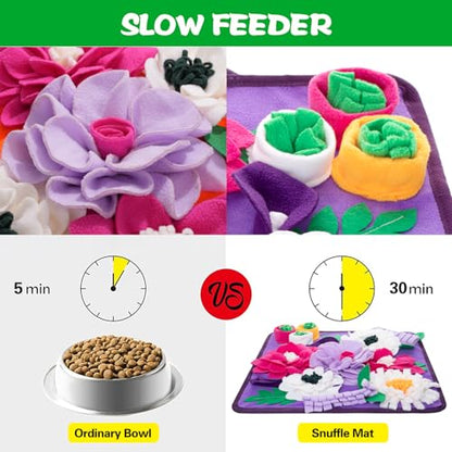 Snuffle Mat for Dogs,Dog Feeding Mat Sniff Mat Interactive Dog Puzzle Mat for Training and Stress Relief Encourages Natural Foraging Skills (Purple) - color: purple