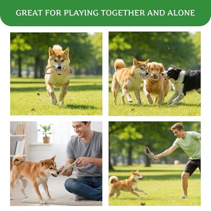 Natural Hemp Dog Rope Toy, Durable Chew and Tug Toy for Medium and Large Dogs, Biodegradable Dental Cleaning Pet Toy (Double Loop Ball) - size: Double Loop Ball