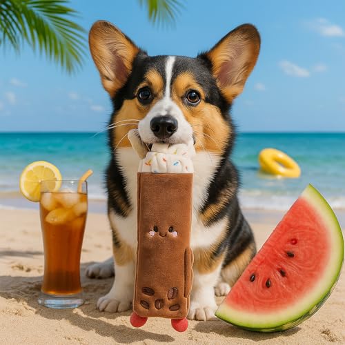 Nocciola 3 PC No Stuffing Small Dog Toys, Removable Crinkle Squeaky Durable Dog Tug Toy Summer Drinks Theme, Bottle Insert Fun Puppy Toys to Keep Them Busy - style: 3 PC No Stuffing Drinks