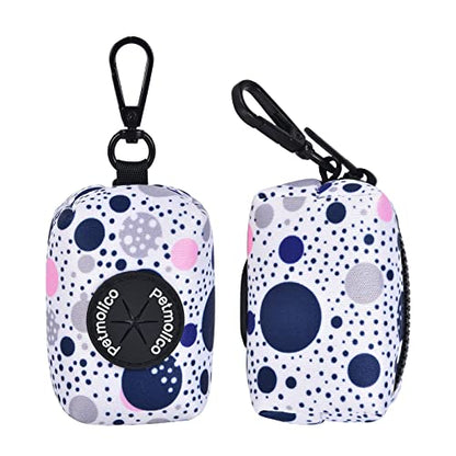 Dog Poop Bag Holder Leash Attachment, Dog Waste Bag Dispenser Zippered Pouch, Fits Any Dog Leash, Includes Free Roll of Dog Bags, Poop Bag Dispenser - 2 Pack, Blue Dots - color: Blue Dots