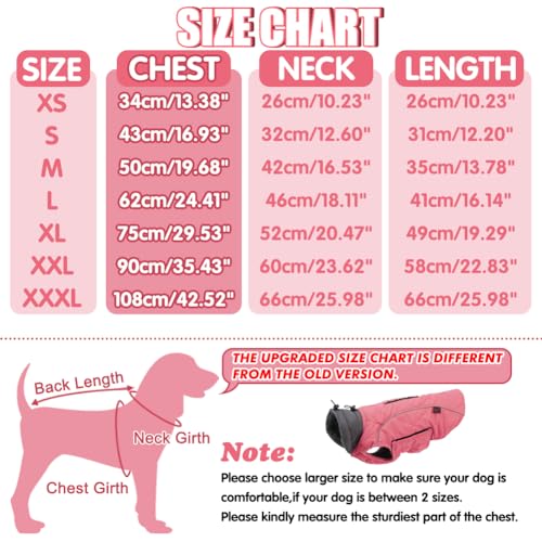 EMUST Thick Winter Dog Coat for Medium Boys with Harness Hole - Cold Weather Clothes, Pink, M - color: NewPink, size: Medium(Pack of 1)