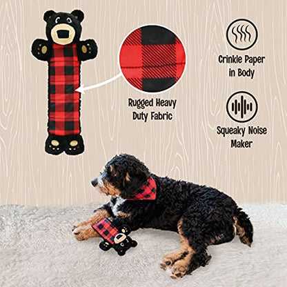 Lazy One Bear Squeaky Dog Toy, Soft Crinkle Toy for Dogs, Durable Fabric for Small, Medium, and Large Breeds - color: Bear Dog Toy