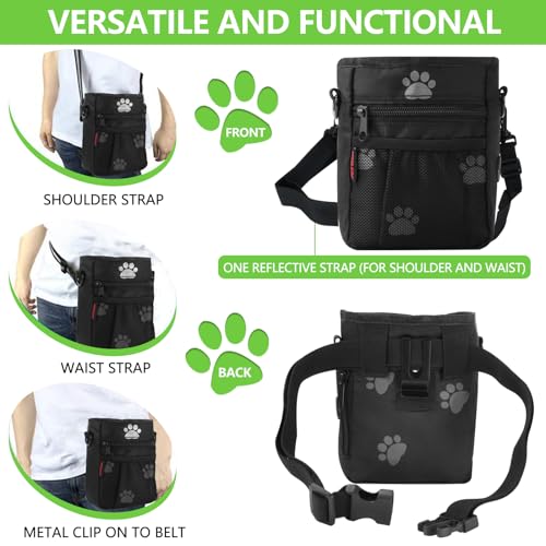 kissleaf Dog Treat Pouches for Pet Training, Treat Pouches for Pet Training,Large Dog Treat Training Pouch and Dog Clicker,Dog Training Treat Pouch Built-in Poop Bag Dispenser-Black Pattern. - color: Black Pattern
