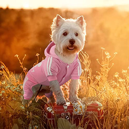 Dog Hoodie Security Clothes 4 Legs Jumpsuit Sweatshirt Hoodies Soft & Warm Dog Outfit Pullover Dog Winter Clothes Sweater for Small Medium Large Dogs Cats (Pink, X-Large) - color: Pink, size: X-Large