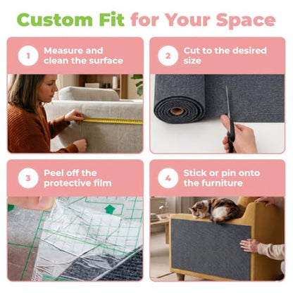 Best Pet Supplies Catify Cat Scratcher, Fun Interactive Scratchers, Posts, Poles, Claw Safe, Furniture Saver Indoor Play Support Natural Cat Behaviors Heavy Duty - Gray, 39.4 x 15.8 - color: Gray Mat - 39.4 x 15.8"