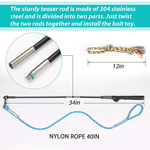 Flirt Pole for Dogs Pet Teaser Wand Outdoor Interactive Pet Dog Flirt Pole Training Exercise Rope Toy for Small Medium Large Dogs Cats