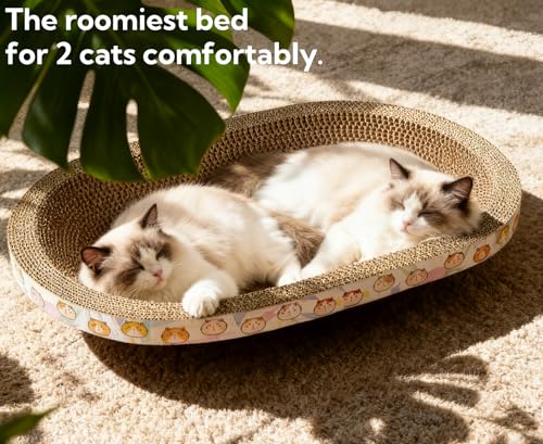 3 Pack Large Cat Scratcher Cardboard, Oval Cat Scratcher Bed Cat Scratch Pad Board Lounge Couch for Indoor Cats Bowl Shaped Cat Scratching Post Nest for Cats Grinding Claw Furniture Protector - size: XXL(23"x16"x3")