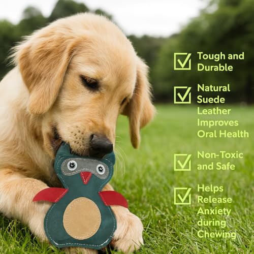 Natural Suede Leather Owl Chew Toy for Dogs & Puppies | Durable and Fun Interactive Toy | Supports Healthy Chewing and Daily Play | Soft Texture for Gentle Teeth - style: Owl Shape