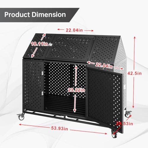54" Heavy Duty Dog Crate Large Dog cage Strong Metal Dog Kennels and Crates for Large Dogs Top Open with 2 Doors 4 Lockable Wheels 2 Removable Trays - size: 53.9"L x 29.5"W x 46.0"H