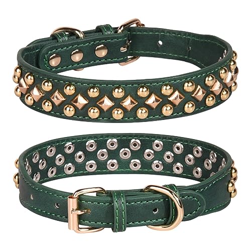 Spiked Dog Collar Soft Pu Leather Mushrooms Rivet Spike Studded Puppy Adjustable Pet Collars for Small Breeds (S, Green3) - color: Green3, size: Small