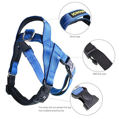 iChoue French Bulldog Harness Adjustable Padded Locked Buckle with Handle for Frenchie Pug English Boston Terrier Dogs, Blue, Small - color: A Harness Blue, size: Small ( 5 - 25 lbs )