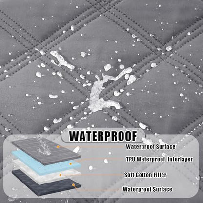 Smiry Waterproof Dog Bed Cover Blanket 30x53, Soft Reversible Pet Blanket, Washable Leakproof Cats Dogs Couch Cover for Sofa, Couch, Furniture, Grey/Dark Grey - color: Grey/Dark Grey, size: 30x53 Inch