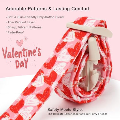 Valentines Dog Collar for Puppy Small Dogs - Cute Pink Girl Dog Collar, Doodle Heart Pattern, Adjustable Valentine Dog Collars with Red Heart Charm XS - color: Doodle Heart, size: XS