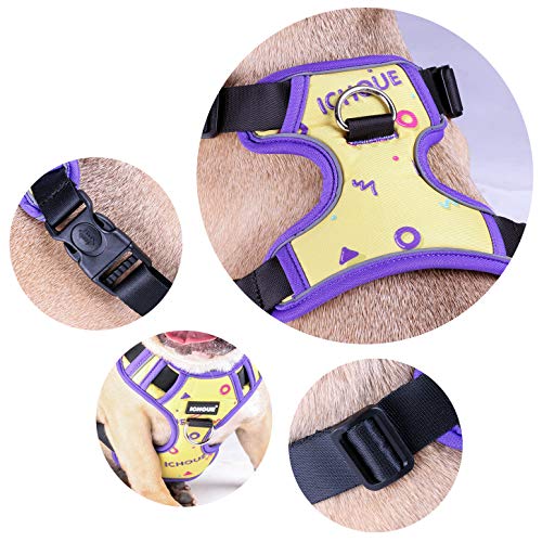 iChoue French Bulldog Vest Harness Adjustable No Pull Soft Padded with Locked Buckle for Frenchie Pug English Boston Terrier Dogs, Yellow, Small - color: A Vest Harness Yellow, size: Small ( 5 - 25 lbs )