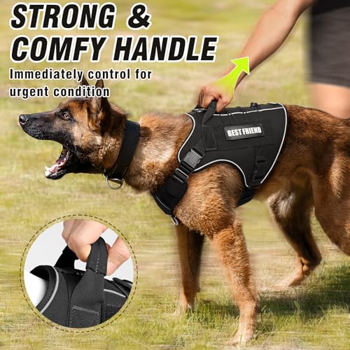 Tactical Dog Harness Medium Sized Dog,No Pull Military Dog Vest with Handle,Reflective Heavy Duty Pet Harness for Walking Hiking Training Black M - color: Black, size: Medium