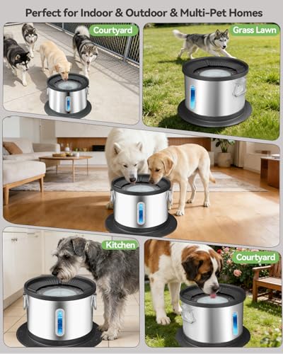 UPSKY 14L No Spill Dog Water Bowl, Stainless Steel Spill Proof Dog Bowl with Water Window, Dual-Suction Anti-Slip Large Capacity Slow Drinking Bowl with Floating Disk for Large Dogs & Messy Drinkers - color: Black