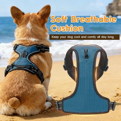 No Pull Dog Harness, No Chock Reflective Adjustable Soft Padded Pet Vest with Easy Control Handle, Easy Wearing with Stylish, Reinforced Knot, 2 Buckles - color: Abyss Navy, size: X-Small