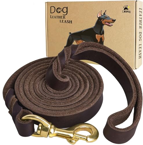 LWBMG Leather Dog Leash 6ft x 3/4 inch, Heavy Duty Genuine Leather Braided Dog Training Leash, Soft and Strong Pet Lead for Large, Medium, Small Dogs - color: Brown, size: 6 ft x 3/4 inch