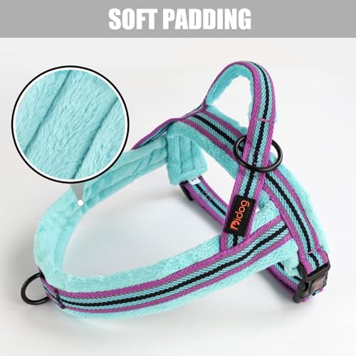 Didog Soft Flannel Padded Dog Vest Harness, No Pull/Quick Fit Reflective Dog Strap Harness, Easy for Training Walking (S:Chest 18-22", Mixed-Blue) - color: Mixed-Blue, size: S:chest 18-22"