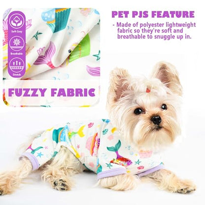 Dog Pajamas for Small Dogs, Soft Thin Pjs Jammies Cat Doggie, Summer Pet Cute Puppy Clothes Outfits Dogs Boy Girl(Mermaid Cake,XS) - color: Mermaid Cake, size: X-Small (Chest 11.8 in)