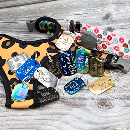 Personalized Dog Tag with 5 Lines of Custom Deep Engraved Durable Stainless Steel Pet ID Name Tag Designer Small Size Rectangle - size: Small, style: Regtangle
