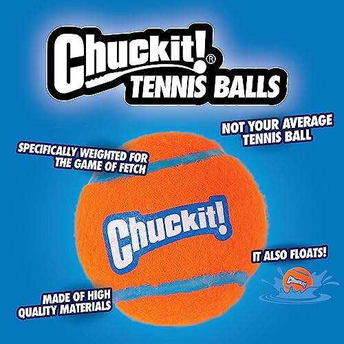 Chuckit! Dog Tennis Ball Dog Toy, Medium (2.5 Inch Diameter) for dogs 20-60 lbs, Pack of 2 - size: Medium - Pack of 2