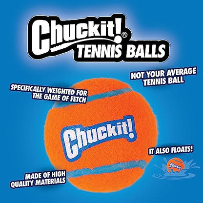Chuckit! Dog Tennis Ball Dog Toy, Medium (2.5 Inch Diameter) for dogs 20-60 lbs, Pack of 2 - size: Medium - Pack of 2