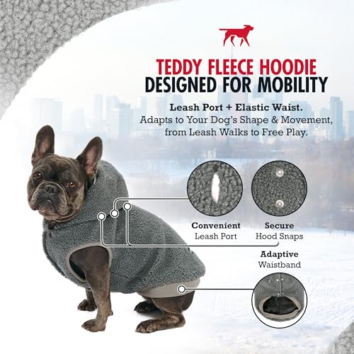 Tuff Pupper Fleece Dog Hoodie Sweater | Teddy Sherpa Outer & Soft Polar Fleece Lining | Adjustable Fit Winter Coat with Hood, Leash Hole, Ribbed Cuffs | for Small Medium Large XL XXL Dogs (Grey, XXS) - color: Grey, size: 5-10 lbs (XX-Small)