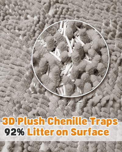 Cat Litter Mat Litter Trapping Mat, 22"x15" Plush Cat Litter Rug Catcher, Easy to Clean, Machine Washable - color: Gray, size: Medium